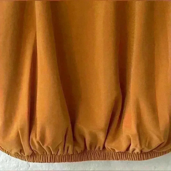 Express Mustard Skimming Scoop Neck Double Strap Loop Tank with Circle detail; M - Picture 3 of 5